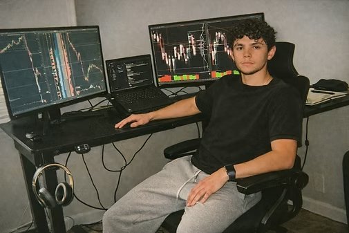 The founder of EightyTwentyVentures at his trading desk